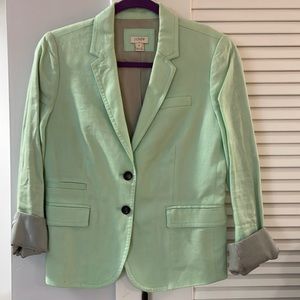 JCrew Light Green Linen Blazer Size 4